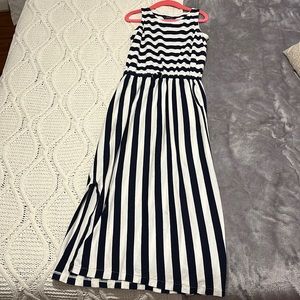 Navy blue and white striped maxi dress! Great condition!